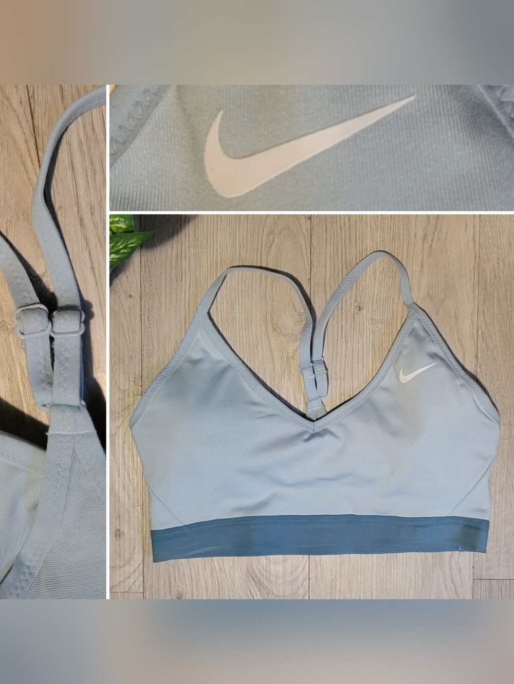 Nike Dri-Fit Indy Light Support Padded Sports Bra Light Blue & Dark Teal, Medium